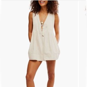 New with tags Free People Webster cream white denim romper one piece